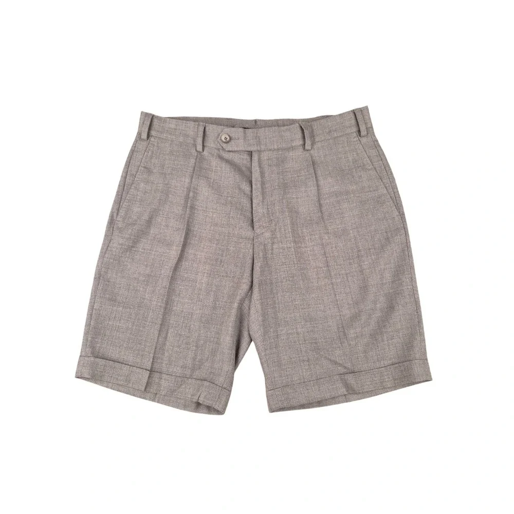 Suitsupply Bennington Grey Pleated Cuffed Dress Shorts Extended Tab Waist Sz 32